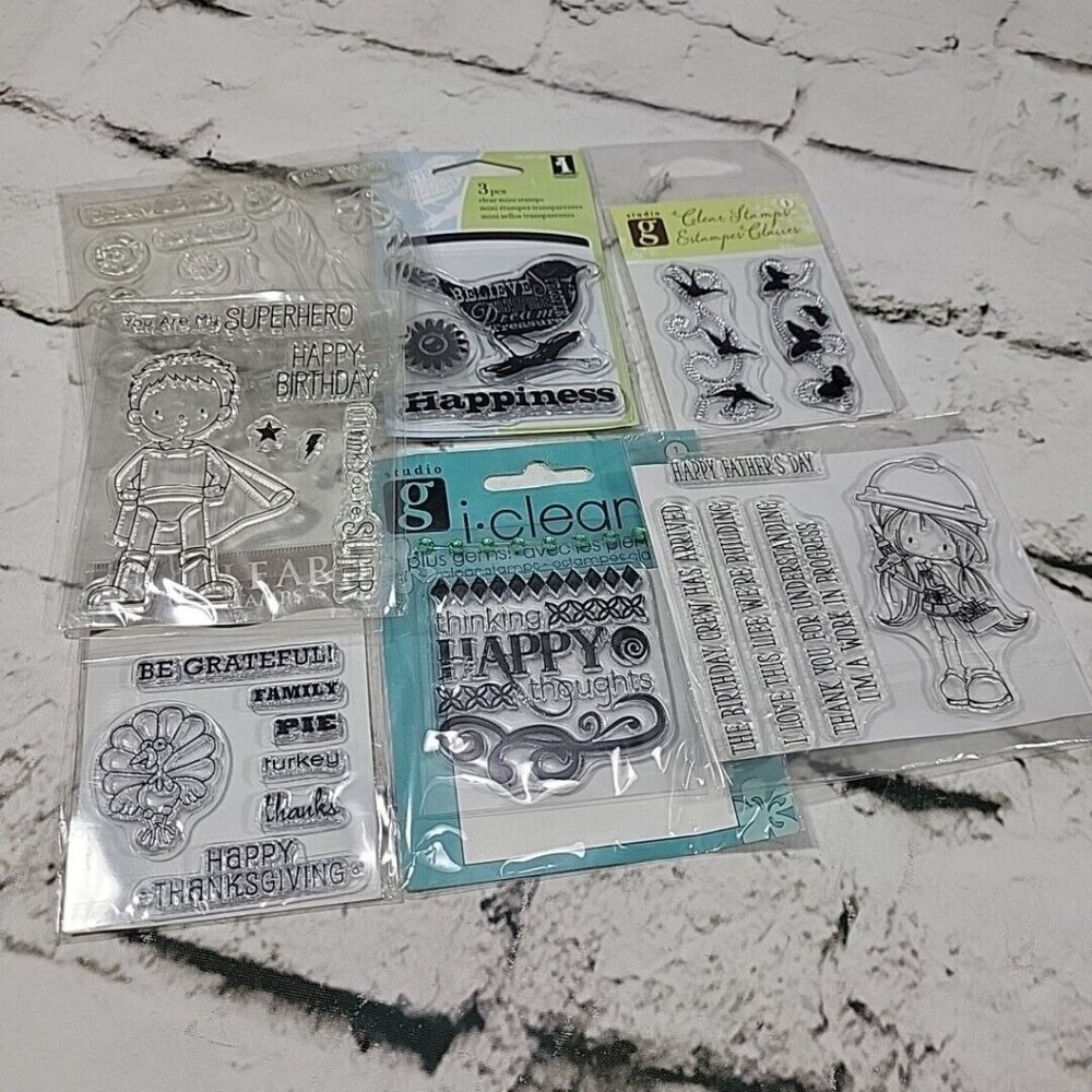 Clear Rubber Stamps Lot of 7 Sets For Crafts and Scrapbooking Birds Butterflies